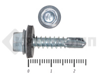Саморез кровельный цинк, с шайбой EPDM, 5,5х 25 К КРЕП-КОМП (250шт) Фасовка