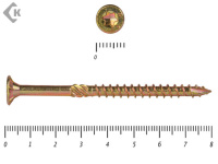 Саморезы Конструкционные, потай Torx, желтый цинк   4.5х 80 мм ПРОФИ HIMTEX (20 шт)