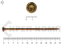 Саморезы по дереву желтые, шестигранные Torx 10х240 мм (50 шт)